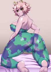  ashido_mina ass back bare_shoulders boku_no_hero_academia breasts feet female horns konakona pink_hair solo toes 