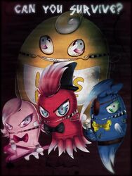  3:4 animatronic bandai_namco blinky_(pac-man) blue_eyes bow_(feature) bow_tie clyde_(pac-man) crossover digital_media_(artwork) female five_nights_at_freddy&#039;s ghost group inky_(pac-man) looking_at_viewer machine male not_furry pac-man_(series) pac-man_and_the_ghostly_adventures pinky_(pac-man) robot scottgames simple_background smile spirit text unknown_artist 