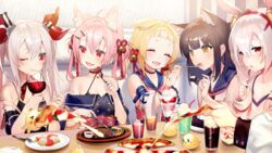  animal_ears ariake_(azur_lane) asagi_yuna azur_lane bunny_ears cleavage hatsushimo_(azur_lane) laffey_(azur_lane) nekomimi seifuku vampire_(azur_lane) yuugure_(azur_lane) 