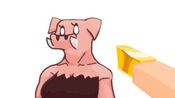  16:9 anthro clothed clothing domestic_pig female gold_(metal) horn human human_focus mammal microsoft minecraft mojang monster pig_nose piglin pink_body solo square_(anatomy) suid suina sus_(pig) tomys white_eyes widescreen xbox_game_studios 