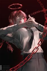  artstation_username bad_id bad_pixiv_id black_necktie black_pants blood blood_halo braid braided_ponytail breasts buttoned_cuffs buttons chains chainsaw_man closed_mouth feet_out_of_frame female formal halo highres instagram_username large_breasts lips liquid_halo long_sleeves makima_(chainsaw_man) medium_hair necktie nose orange_eyes own_hands_together pants red_hair red_halo ringed_eyes shirt sidelocks single_braid solo twitter_username wandzardeen white_shirt 