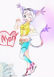  cat_girl cat_tail digimon digimon_xros_wars female tailmon wizardmon 