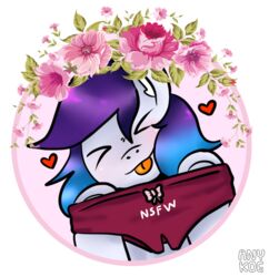  alpha_channel anthro anykoe anykoe_(anykoe) bow_panties bow_underwear circle closed_eyes clothing crotchless_clothing crotchless_panties crotchless_underwear earth_pony equid equine fan_character female floating_hearts flower front-print_panties hair happy hasbro horse inner_ear_fluff mammal multicolored_hair my_little_pony panties plant pony print_clothing print_panties print_underwear red_clothing red_panties red_underwear ribbons solo text text_on_clothing text_on_panties text_on_underwear tongue tongue_out tuft underwear 