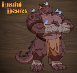  abs anthro avian biceps bird bottomwear claws clothing grushk_(lustful_desires) lizard lizardfolk_(lustful_desires) lizardman loincloth lustful_desires male muscular muscular_anthro muscular_male pecs reptile scalie tail zoroj 