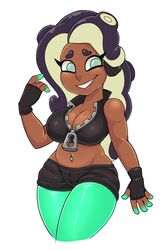  2017 5_fingers acstlu animal_humanoid big_breasts breasts cephalopod cephalopod_humanoid cleavage clothed clothing electronics eyebrows eyelashes female fingerless_gloves fingers gloves handwear headphones humanoid looking_at_viewer marina_(splatoon) marine marine_humanoid midriff mollusk mollusk_humanoid navel navel_piercing navel_stud nintendo octarian octoling piercing pseudo_hair simple_background smile solo splatoon suction_cup tentacle tentacle_hair white_background wide_hips 