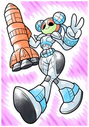  amphibian black_eyes calli_(scalie_schoolie) female fourze frog kamen_rider kamen_rider_fourze red-eyed_treefrog red_sclera scalie_schoolie shenanimation solo spacesuit thick_thighs tree_frog wide_hips 