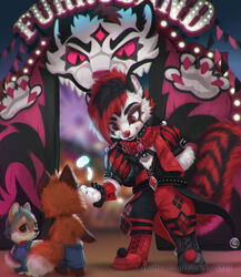  2023 :&lt; amusement_park angry anthro barefoot bell belt big_eyes big_nug black_ears black_hair black_nose black_tail blue_claws blurred_background boots bottomwear brown_body brown_ears brown_eyes brown_fur canid canine canis claws clothed clothing collar detailed domestic_dog english_text facial_markings feet fluffy fluffy_tail footwear fox frown fur grey_body grey_fur grey_tail group hair hand_behind_back hand_holding happy head_markings head_tilt jester light lil_nug long_hair long_tail looking_at_viewer looking_back looking_back_at_viewer looking_down male mammal markings mostly_nude multicolored_body multicolored_ears multicolored_fur multicolored_hair multicolored_tail orange_body orange_fur orange_tail outside overalls pants pupils reaching_out red_claws red_eyes red_fox red_hair red_sclera red_tail scared shadow sharp_teeth shirt shorts sign silverfox5213 size_difference slit_pupils small_tail smile spiked_collar spikes standing tail tan_body tan_ears tan_fur tan_tail teeth text thick_thighs topless topless_anthro topless_male topwear trio true_fox uniform white_body white_ears white_fur white_tail young young_anthro young_male 