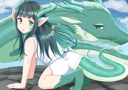  all_fours ambiguous_gender asian_mythology big_ears blue_eyes bodily_fluids claws cloud countershade_torso countershading day digitigrade dragon duo east_asian_mythology eastern_dragon female feral fur green_body green_countershading green_eyes green_fur green_hair green_scales hair heterochromia hi_res human human_to_feral long_body long_hair long_tail long_whiskers looking_at_another looking_at_self mammal mid_transformation mythological_creature mythological_scalie mythology roina scales scalie shaded shadow sky species_transformation tail tail_tuft tan_body tan_skin tears toe_claws transformation tuft whiskers 