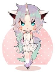  2020 alternative_fashion animal_humanoid blue_eyes blush bow_(feature) breasts clothed clothing dress equid equid_humanoid equine equine_humanoid female fully_clothed galarian_form galarian_ponyta generation_8_pokemon hair hi_res horn horse_humanoid humanoid j-fashion lolita_(fashion) long_hair looking_at_viewer mammal mammal_humanoid nintendo open_mouth pokemon pokemon_(species) regional_form_(pokemon) sakutake shiro_lolita simple_background small_breasts solo sparkles sparkling_eyes standing white_bow white_clothing white_dress 