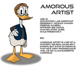  absurd_res ammy_duckfield amorousartist anatid anseriform anthro avian biography bird cel_shading clothed clothing disney duck ducktales ducktales_(2017) english_text eyewear glasses hi_res male male_(lore) model_sheet open_clothing open_shirt open_topwear shaded shirt simple_background solo text topwear under_shirt white_void 