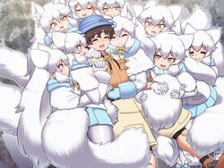  2023 4:3 5_fingers :3 ^_^ alternate_version_at_source animal_humanoid arctic_fox_(kemono_friends) arm_grab big_tail biped black_hair blue_bottomwear blue_bow blue_clothing blue_handwear blue_hat blue_headwear blue_mittens blue_skirt blush bodily_fluids boots bottomwear bow_(feature) bow_accessory bow_ribbon breath brown_boots brown_clothing brown_eyes brown_footwear canid canid_humanoid canine canine_humanoid captain_(kemono_friends) closed_eyes clothed clothing coat colored cuddling cute_fangs detailed_background digital_media_(artwork) dog_pile eyelashes female female_on_human fingers fluffy fluffy_tail footwear forest fox_humanoid front_view fully_clothed fur gloves group hair hand_on_arm hand_on_tail handwear hat headgear headwear hi_res holding_clothing holding_hat holding_headgear holding_headwear holding_object holding_tail hug human human_and_animal_ears human_on_humanoid humanoid humanoid_hands inner_ear_fluff interspecies kemono kemono_friends large_group legwear light_body light_skin long_hair looking_at_another male male/female male_on_humanoid mammal mammal_humanoid mittens mo23 monotone_body monotone_fur monotone_hair monotone_tail multi_ear neck_bow open_:3 open_mouth open_smile outside paw_pose pink_tongue plant pose pupils shaded shirt short_hair shorts skirt smile snow standing surrounded sweat sweatdrop tail tail_grab tan_bottomwear tan_clothing tan_shirt tan_shorts tan_topwear tongue topwear tree tuft white_body white_clothing white_coat white_fur white_gloves white_hair white_handwear white_inner_ear white_inner_ear_fluff white_legwear white_tail white_topwear yellow_bow yellow_eyes 