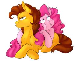  2015 alpha_channel brown_hair cheese_sandwich_(mlp) dragonfoxgirl duo earth_pony equid equine female feral friendship_is_magic frown fur hair hasbro horse hug male mammal my_little_pony orange_body orange_fur pink_body pink_fur pink_hair pinkie_pie_(mlp) pony simple_background transparent_background 