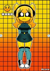  clothed dexxa geometry_dash hard_(geometry_dash) horns worried yellow_body yellow_hair yellow_skin 