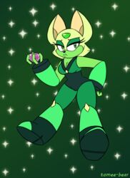  alien alien_humanoid anthro bat breasts cartoon_network chaos_emerald cleavage clothed clothing eyelashes female forehead_gem frown fusion gem gem_(species) green_eyes hi_res humanoid hybrid mammal peridot_(gem_species) peridot_(steven_universe) rouge_the_bat sega solo sonic_the_hedgehog_(series) steven_universe tomee-bear vinesauce 