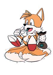  bag candy canid canine classic_sonic_(universe) classic_tails copymirror dessert eating food fox fur male mammal mint_(candy) multi_tail orange_body orange_fur sega solo sonic_the_hedgehog_(series) tail tails 