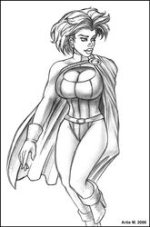  00s 1girls 2000s 2006 artie_m dc_comics female female_only monochrome power_girl solo superman_(series) 