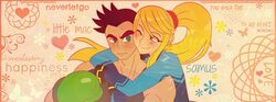  age_difference black_hair boyfriend-girlfriend breasts couple cute fanart green_eyes hugging hugging_from_behind husband_and_wife katelyn little_mac metroid milf muscular nintendo punch_out romantic samus_aran skin_tight teenager thepunchismightierthanthesword wholesome wink zero_suit zero_suit_samus 