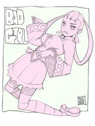  bad_id bad_pixiv_id character_name commentary earrings female frown full_body hair_rings highres jewelry long_hair long_sleeves mahito pantyhose photoshop_(medium) pokemon pokemon_masters_ex punk_girl_(pokemon) sharp_teeth shoes skirt solo striped_clothes striped_pantyhose tassel tassel_earrings teeth wide_sleeves 