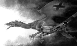  absurd_res aircraft airplane ambiguous_gender bf_109 bodily_fluids claws dragon european_mythology fangs feral fighter_plane flying german hi_res long_neck long_tongue luftwaffe messerschmitt monika_arnott monochrome mythological_creature mythological_scalie mythology nazi open_mouth paws piston_powered_aircraft propeller propeller_driven_fighter_plane quadruped saliva scalie solo teeth tongue vehicle western_dragon 