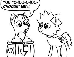  duo equid equine female friendship_is_magic hasbro horse lisa_simpson looking_at_another male male/female mammal monochrome my_little_pony open_mouth pony ponyfied ralph_wiggum simple_background the_simpsons white_background 