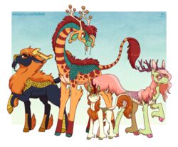  alpha_channel amber_eyes antlers asian_mythology autumn_blaze_(mlp) chinese_mythology cloven_hooves dragon east_asian_mythology equid equine female feral friendship_is_magic giraffe giraffid group hasbro hi_res hooves horn hybrid inuhoshi-to-darkpen kirin long_neck mammal my_little_pony mythological_creature mythological_scalie mythology pupils quadruped scalie slit_pupils text url 