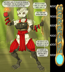  4_toes anthro arm_tuft armor armwear asian_mythology black_sclera bomb bythebook chest_tuft claws clothing detailed_background dialogue digitigrade dipstick_ears dipstick_limbs ear_markings east_asian_mythology explosives exposure_variation eyelashes feet female fur grey_armwear grey_body grey_clothing grey_fur grey_legwear hi_res holding_bomb holding_object japanese_mythology kamaitachi legwear mammal mink multicolored_ears muscular muscular_female mustelid musteline mythology nipple_outline outside plant red_clothing red_topwear sharp_teeth shoulder_tuft shrub smile solo speech_bubble standing teeth text thick_thighs time_stop toes topwear tree true_musteline tuft white_body white_fur wide_hips yellow_eyes yokai 