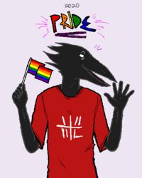  2020 30mrknowitall anthro arms_bent avian beak bird clothed clothing corbin_(30mrknowitall) corvid corvus_(genus) crow digital_media_(artwork) english_text flag flag_(object) holding_flag holding_object lgbt_pride lgbt_pride_month loss male meme open_mouth oscine passerine pride_color_flag pride_color_text pride_colors print_clothing print_shirt print_t-shirt print_topwear rainbow_flag rainbow_pride_colors rainbow_pride_flag rainbow_symbol rainbow_text shirt simple_background six-stripe_rainbow_pride_colors smile solo t-shirt text topwear 