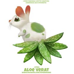  1:1 aloe_vera ambiguous_gender digital_media_(artwork) digital_painting_(artwork) elemental_creature english_text feral flora_fauna fur green_body green_eyes green_fur humor leaf mammal murid murine piper_thibodeau plant pun rat rodent simple_background solo text url visual_pun whiskers white_background white_body white_fur 