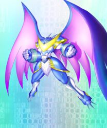  armor blue_armor digimon dragon_wings female full_armor horns kazkazkaz monster royal_knights ulforceveedramon v wings 