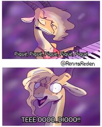  antelope anthro blonde_hair bovid comic_panel disney female gazelle gazelle_(zootopia) hair hi_res horn humor keyboard_instrument mammal meme musical_instrument piano playing_music playing_piano red_blouse renita_reed shakira signature singing solo spanish_text text translation_request zootopia 