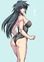  ass black_hair black_leotard cowboy_shot female highres leotard long_hair original shimamoto_utako solo tagme taroimo_(00120014) 