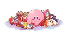  blue_eyes blush_stickers bow bowtie chef_kawasaki chiimako doll frying_pan king_dedede kirby kirby_(series) magolor male_focus marx_(kirby) meta_knight no_humans rayman_limbs red_bow scarfy shadow simple_background sitting solo stuffed_toy susie_(kirby) taranza waddle_dee waddle_doo white_background 