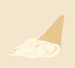  animal animal_focus artist_name bear chai_(drawingchisanne) commentary_request food food_focus ice_cream ice_cream_cone lying no_humans on_stomach original polar_bear shirokuma-san_(drawingchisanne) signature simple_background soft_serve undersized_animal waffle_cone 