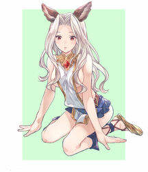  alternate_breast_size alternate_height apollo-19 backless_outfit bare_shoulders blush breasts erune female granblue_fantasy long_hair medium_breasts platinum_blonde_hair red_eyes scathacha_(granblue_fantasy) sideboob solo very_long_hair 