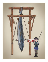  absurdres akebono_(kancolle) akebono_kai_ni_(kancolle) black_footwear black_gloves black_hat black_thighhighs blue_skirt blush boots border chagamaka female fish fishing_rod gloves hair_between_eyes hat highres holding holding_fishing_rod kantai_collection long_hair open_mouth pleated_skirt purple_eyes purple_hair rubber_boots saury school_uniform serafuku short_sleeves side_ponytail skirt solo thighhighs v white_border 