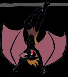  bat black_body black_fur fur male mammal open_mouth tabbiewolf upside-down winged_arms wings yawn 