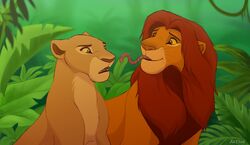  2021 akeahi digital_media_(artwork) disgust disney duo eating eyebrows eyelashes felid female feral lion male mammal nala_(the_lion_king) open_mouth pantherine simba_(the_lion_king) teeth the_lion_king tongue worm 