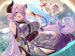  animal fan fish granblue_fantasy japanese_clothes narmaya_(granblue_fantasy) tagme_(artist) waifu2x 