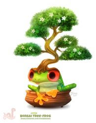  ambiguous_gender amphibian digital_media_(artwork) digital_painting_(artwork) elemental_creature feral flora_fauna flower_pot frog humor piper_thibodeau plant pun red-eyed_treefrog solo text treant tree tree_frog url visual_pun 