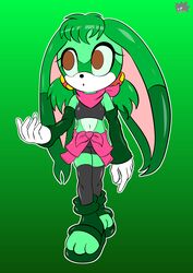  absurd_res accessory anthro brown_eyes clothed clothing fan_character femboy footwear fur gloves green_body green_fur green_hair hair hair_accessory handkerchief handwear hi_res kerchief lagomorph legwear leporid long_ears male male_anthro mammal pantsless pau_the_rabbit rabbit rabbit_ears scarf scut_tail sega shirt shoes short_pants short_tail sirjzau solo sonic_the_hedgehog_(series) tail topwear 