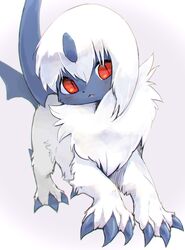  2023 absol ambiguous_gender black_nose blade blue_body blue_claws blue_fur blue_horn blue_tail blush chromatic_aberration claws colored cute_fangs dewclaw digital_media_(artwork) digitigrade fangs feral fluffy fluffy_chest forehead_gem front_view full-length_portrait fur gem generation_3_pokemon hi_res horn ineka kemono leg_tuft looking_at_viewer mammal monotone_tail multicolored_body multicolored_fur neck_tuft nintendo open_mouth pokemon pokemon_(species) portrait pupils quadruped red_eyes shaded simple_background slit_pupils solo standing tail tail_blade teeth toe_claws tuft two_tone_body two_tone_fur weapon_tail white_background white_body white_fur 