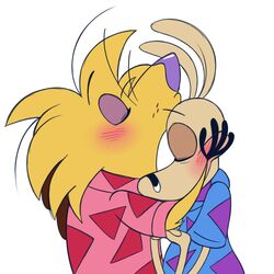  2023 8-bit-britt anthro beaver black_nose blonde_hair blue_clothing blue_shirt blue_topwear blush blush_lines closed_eyes clothing digital_media_(artwork) duo forehead_kiss fur hair hand_on_face hi_res kissing macropod male male/male mammal marsupial multicolored_clothing multicolored_shirt multicolored_topwear nickelodeon norbert_beaver pink_clothing pink_shirt pink_topwear purple_clothing purple_nose purple_shirt purple_topwear rocko&#039;s_modern_life rocko_rama rodent shirt side_view simple_background tan_body tan_ears tan_fur the_angry_beavers topwear two_tone_clothing two_tone_shirt two_tone_topwear wallaby white_background yellow_body yellow_fur 