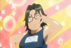  1boy animated animated armpits black_hair crossdressing fat glasses highschool_of_the_dead hirano_kohta hirano_kouta_(hsotd) male_focus misleading_thumbnail name_tag plump school_swimsuit solo swimsuit thick_thighs wide_hips 