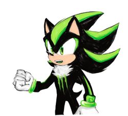  2020 alternate_color anthro black_body black_fur clothing crunchchute digital_drawing_(artwork) digital_media_(artwork) eulipotyphlan fist fur gloves green_body green_eyes green_fur green_tongue handwear hedgehog male mammal monster_energy sega shadow_the_hedgehog simple_background solo sonic_the_hedgehog_(series) tongue white_background 