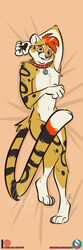  anthro body_pillow cheetah collar dakimakura dakimakura_design dakimakura_pillow dakimakura_pose dakimakura_style feet felid feline hi_res male mammal nicnak044 paws pillow pinup pose shy solo 