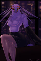  2020 absurd_res accipitriform aggretsuko anthro avian beak bedroom_eyes big_breasts bird black_body black_bottomwear black_clothing black_feathers black_skirt black_tail blouse bottomwear breasts cheek_tuft chest_tuft clothed clothing crossed_legs desk detailed_background eyelashes eyeliner facial_tuft feather_hair feather_tuft feathered_wings feathers female fluffy fluffy_tail front_view fully_clothed furgonomics furniture glistening glistening_beak glistening_body glistening_eyes glistening_feathers glistening_legs glistening_tongue grey_beak hair half-closed_eyes head_tuft hi_res inside light long_eyelashes long_hair looking_at_viewer looking_forward makeup mascara monotone_beak monotone_blouse monotone_bottomwear monotone_clothing monotone_hair monotone_shirt monotone_skirt monotone_topwear multicolored_body multicolored_feathers multicolored_tail narrowed_eyes neck_tuft non-mammal_breasts office on_desk on_furniture open_beak open_mouth open_smile orange_body orange_feathers pink_tongue portrait pseudo_hair pupils sanrio secretary_bird secretary_washimi seductive shadow shirt signature sitting skirt small_waist smile solo sunlight sunset tabertheraver table tail tail_feathers tail_through_skirt thick_thighs three-quarter_portrait three-quarter_view tokyo tongue tongue_out topwear tuft white_blouse white_body white_clothing white_feathers white_hair white_shirt white_tail white_topwear wide_hips window winged_arms wings yellow_body yellow_eyes yellow_feathers 