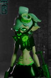  1girls 3d blender blender_(software) gas_mask glowing_eyes gray_hair green_eyes grey_hair guns hypnosis inkling light-skinned_female light_skin marie_(splatoon) nintendo octo_marie panties pistol self_upload skirt solo solo_female solo_focus splatoon tattoo tattoos tealgerudo tied_hair 