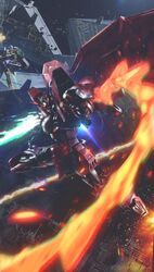  absurdres battle beam_saber boshi_(atuki_mk2) debris diorama gundam gundam_epyon gundam_wing highres holding holding_sword holding_weapon libra_(gundam_wing) mecha robot space spacecraft sword virgo_ii weapon whip 