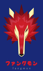  bandai_namco canid canine canis deramondigoyo digimon digimon_(species) fangmon fur headshot_portrait lineless long_snout male mammal portrait red_body red_fur scar snout solo wolf 