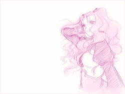  female lowres monochrome neviril_(simoun) obana_(artist) pink_theme simoun sketch solo 